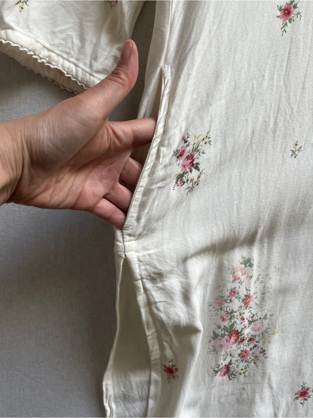 Melange White Pink Floral Midi Tunic Dress 100% Viscose Size M - Picture 4 of 11